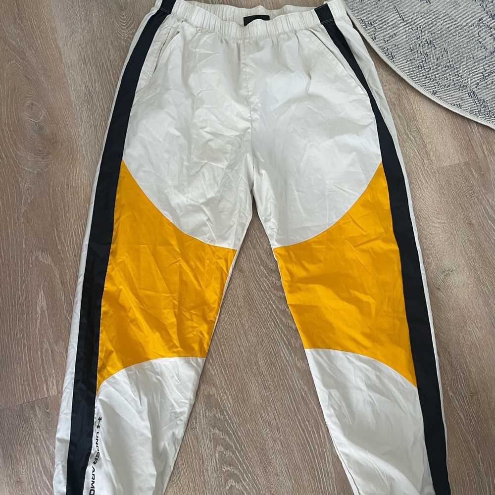 Under Armour Yellow and White Joggers with Black Accents